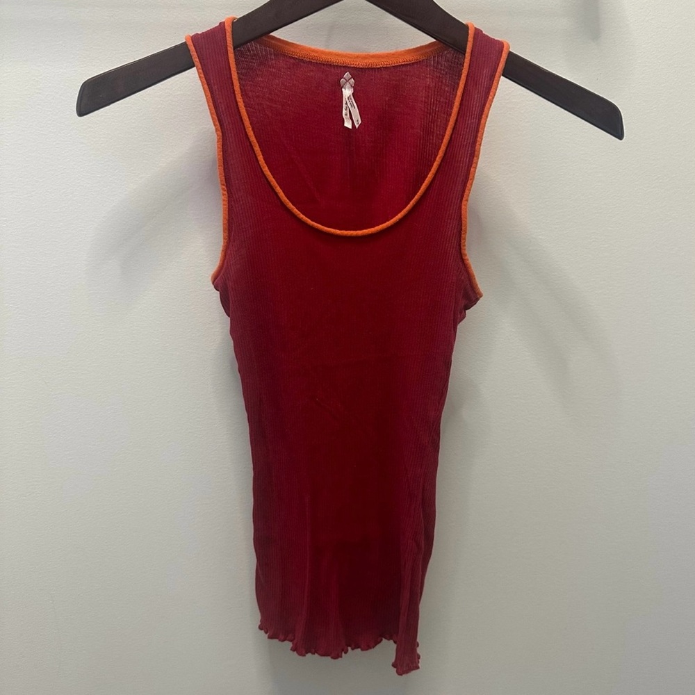 Free People Vintage Y2K Fitted Ribbed Tank Top Lettuce Hem Women’s Medium